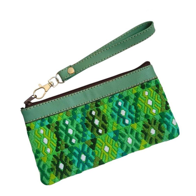 Bolsita Rectangular de Cuero y Textil Artesanal