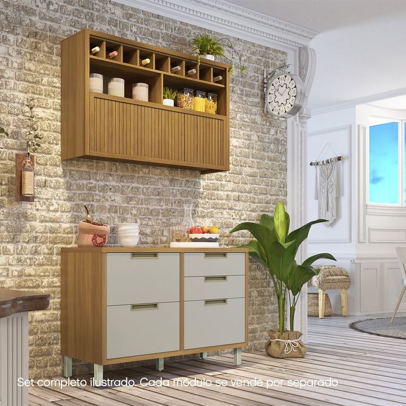 Mueble Auxiliar con Diseño de Listones Verticales Café 120X35.5X100 Cm