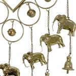Placa Decorativa Metálica con Elefantes y Cascabeles Dorado