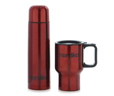 Set de Termo y Taza de Acero Inoxidable Rojo
