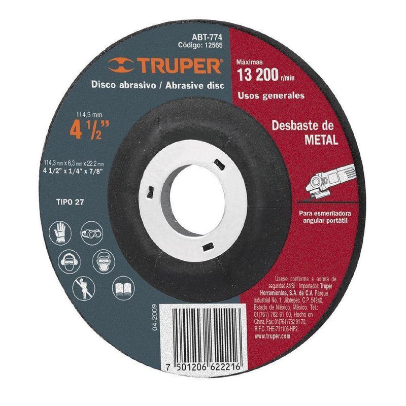 Disco De Desbaste De Metal 4 1/2 Plg - Truper