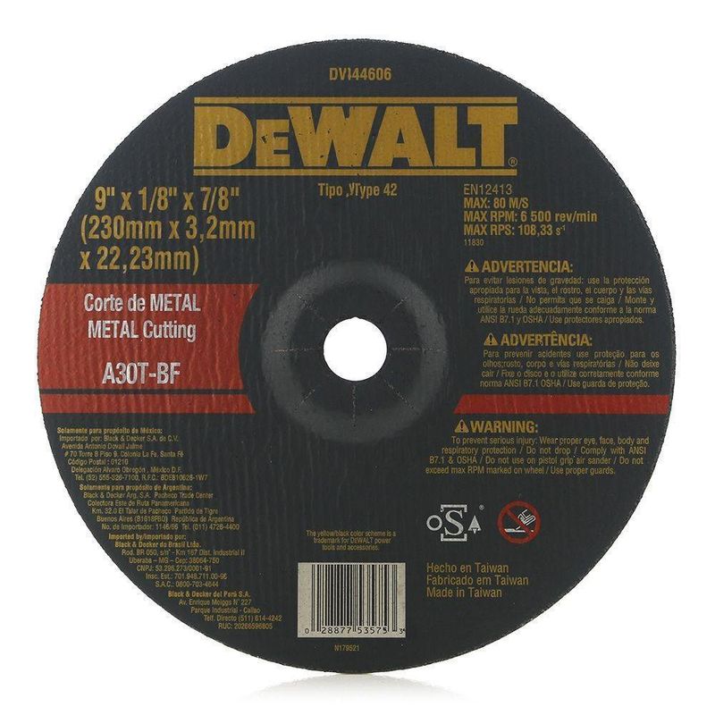 Disco Corte Metal 9 Plg 3.2Mm - Dewalt