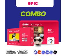 Combo Televisor Smart de 43" + 40" con Google TV, Wi-Fi y Bluetooth