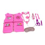 Set de juguete de doctora rosa con chaleco, estetoscopio, tijeras y accesorios médicos, para niñas de 3 años en adelante.