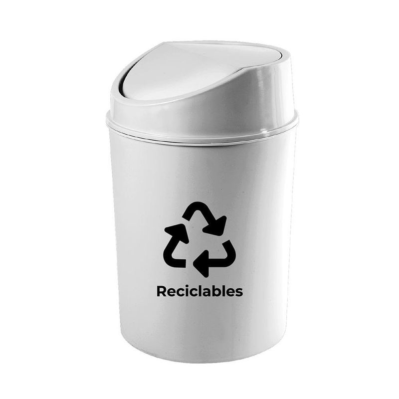 Basureo Blanco para Reciclables con Tapa Vaivén de Plástico