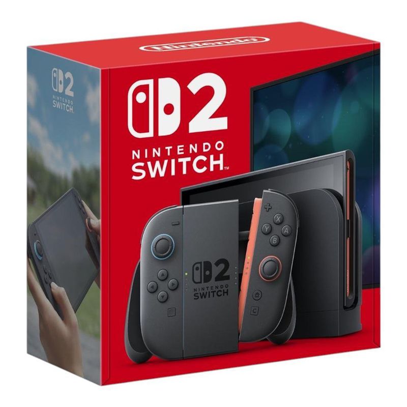 Consola Nintendo Switch 2 de 256 GB con Joy-Con 2 y base en empaque original.