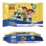 Paquete de 25 toallitas húmedas Toy Story extra grandes para manos y rostro.