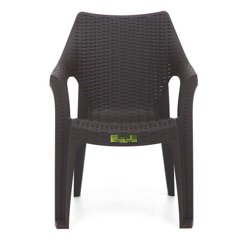 Silla de Exterior Plástica con Brazo Imitación Ratan - Plastimás
