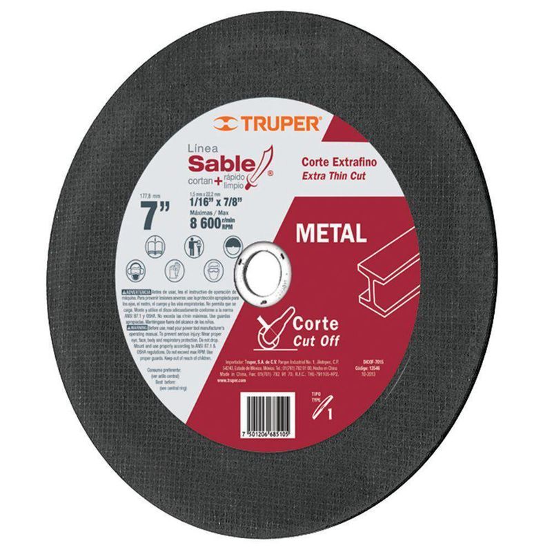 Disco Para Corte De Metal 7 Extrafino - Truper