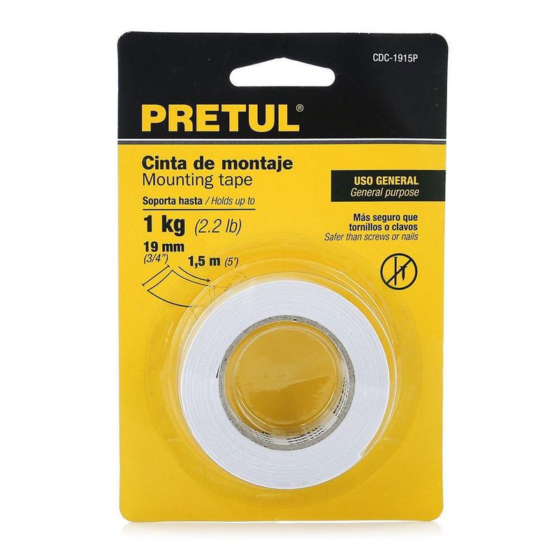 Cinta De Montaje 3/4X1.5Yds Pretul - Truper