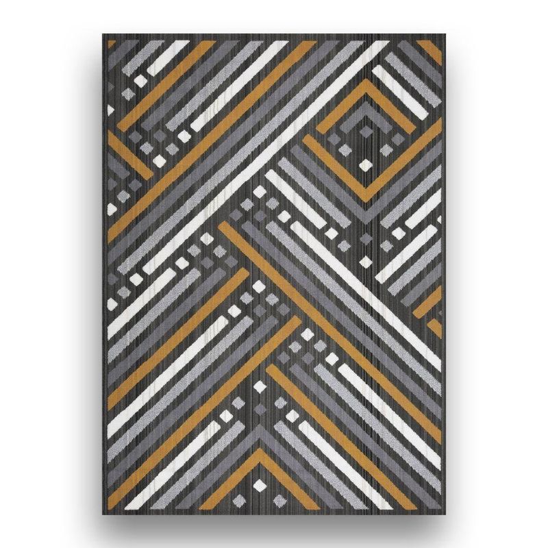 Combo De 3 Alfombras Carter Con Lineas Y Cuadros 133X190 + 2X57X90 Cms - Oriental Weavers