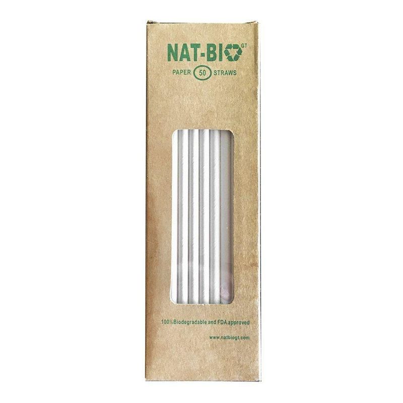 Pajilla Biodegradable Blanco 50U - Nat-bio
