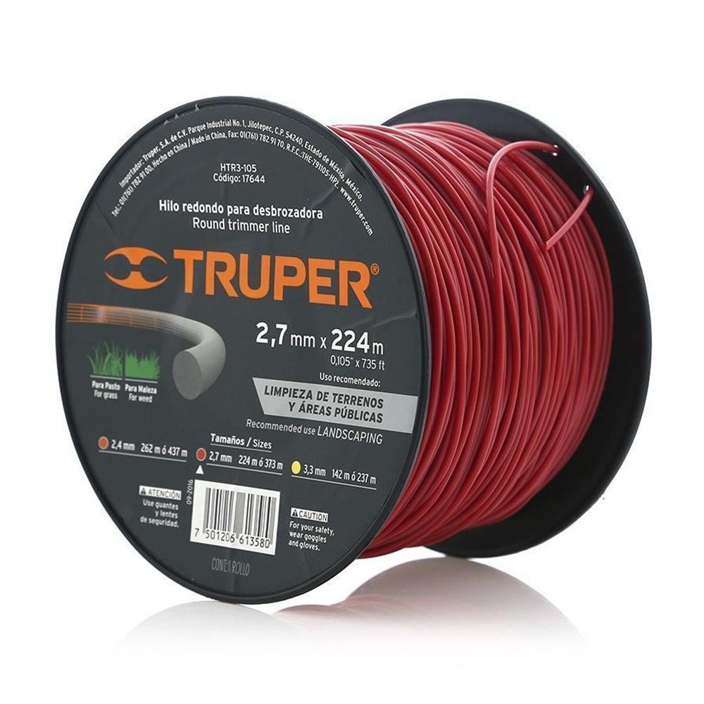 Truper HLB-95, Hilo redondo para desbrozadora, 78 m largo, 2.4 mm, blíster