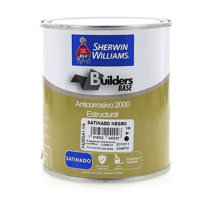 Builders Base Anticorrosivo 2000 Estructural Negro 1/4 Gal - Sherwin Williams