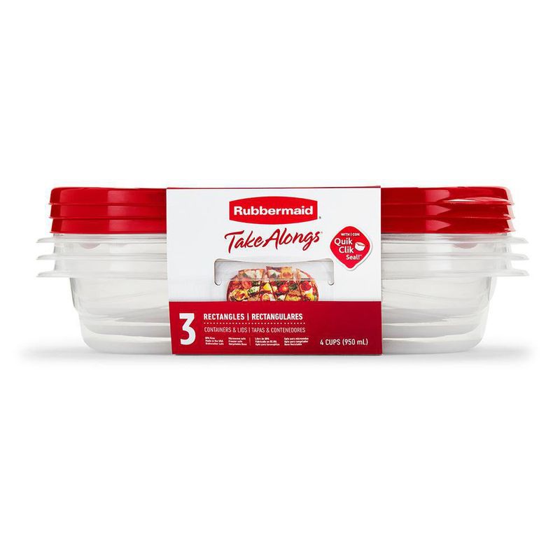  Rubbermaid Envases para alimentos con tapa de vidrio, 4 tazas,  individual, Rojo : Todo lo demás