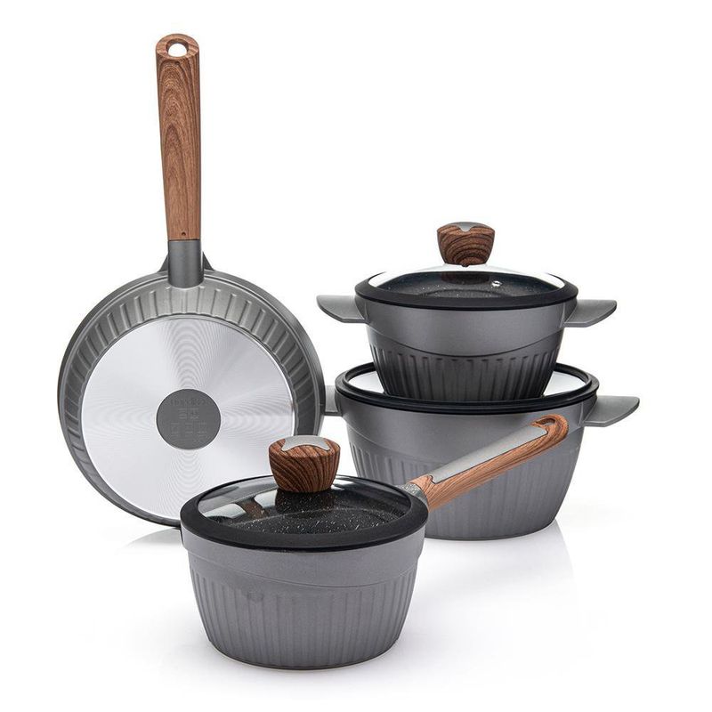 Batería De Cocina De Gris 7 Pzas - Nordika