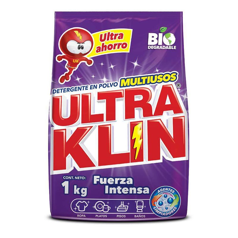 Detergente En Polvo 1 Kg - Ultra Klin Varias Líneas
