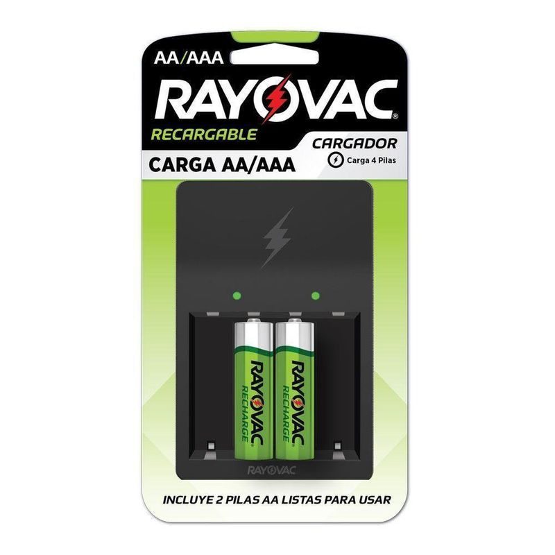 Cargador Pilas Baterias Rayovac Recargables + 2 Piezas AA
