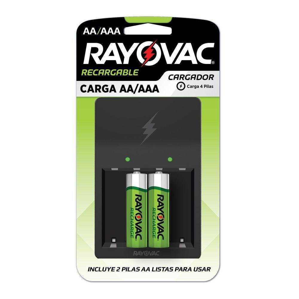 Rayovac Baterías AA y AAA, baterías recargables dobles A y triple A con  cargador de batería, 2 unidades cada una