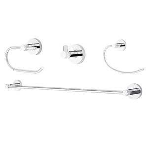 Kit de 4 Pzas para Baño con Toallero y Aro Cromado