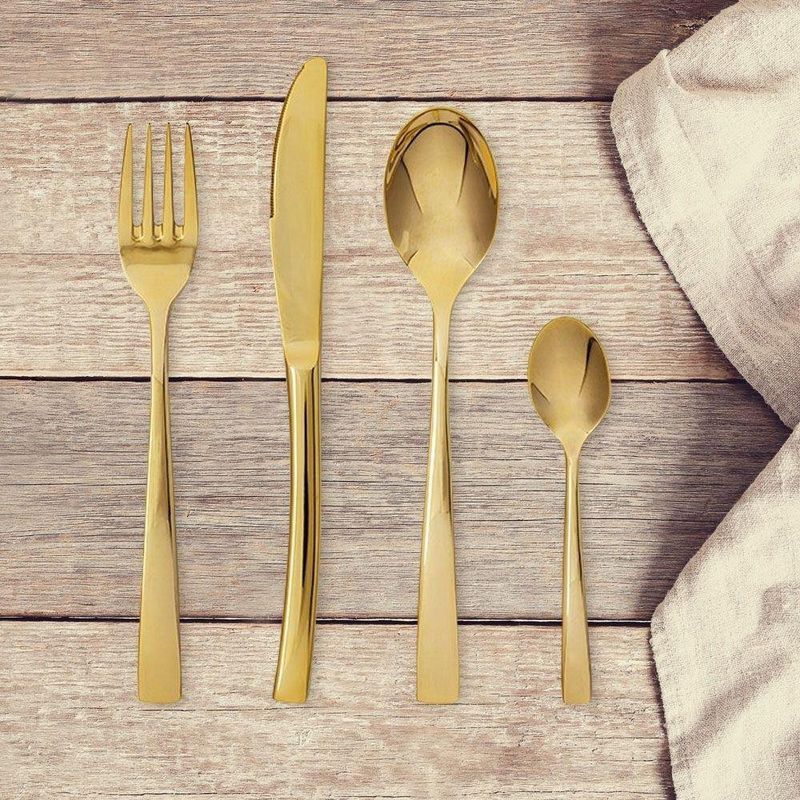 Set De 16 Cubiertos Acero Inoxidable Color Dorado - Toscana