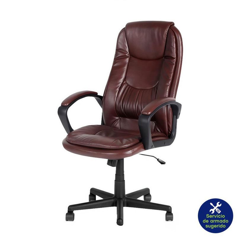 Silla Oficina Café Imitación Cuero - Zmobili