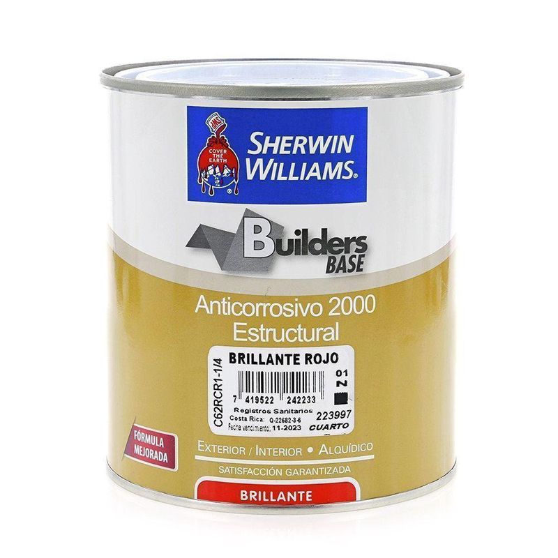 Builders Base Anticorrosivo 2000 Estructural Brillante Rojo 1/4 Gal - Sherwin Williams