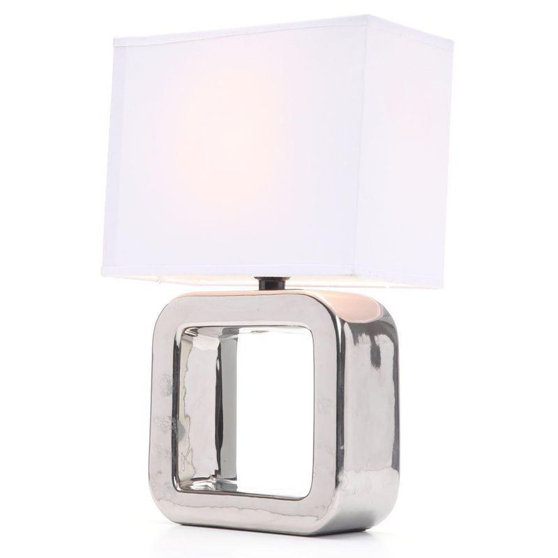 Lámpara De Mesa Cuadrada Acabado Cromo 1Bombillox60Wmax - Zlumini