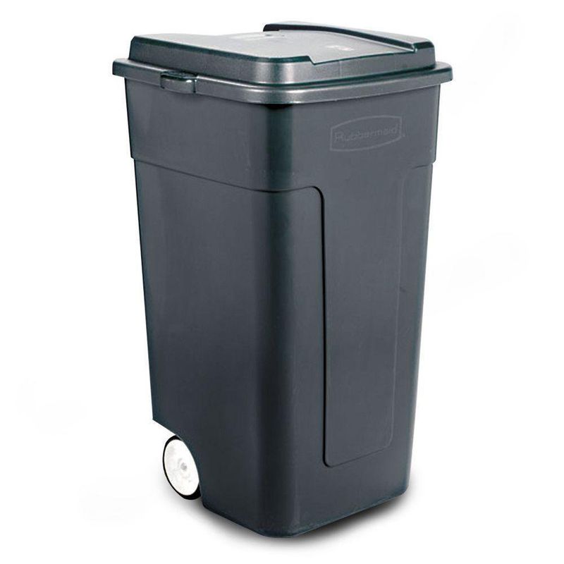 Basurero Plástico Con Rodos Verde 50 Gal - Rubbermaid