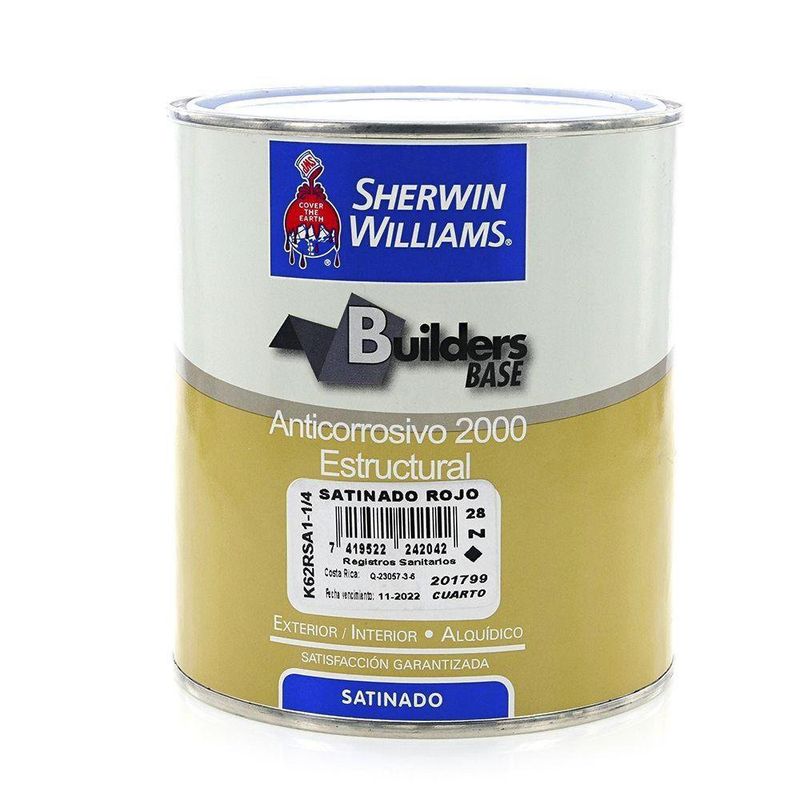 Builders Base Anticorrosivo 2000 Estructural  Rojo 1/4 Gal - Sherwin Williams