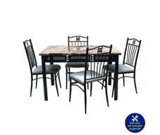 Comedor Rectangular y 4 Sillas Tapizadas