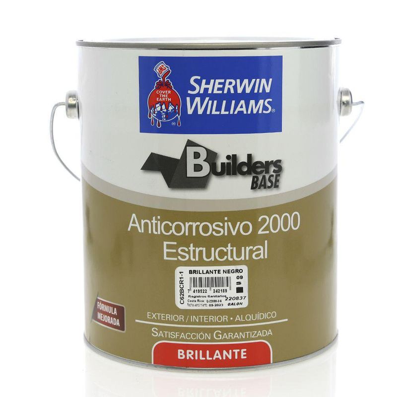 Builders Base Anticorrosivo 2000 Estructural Brillante Negro 1 Gal - Sherwin Williams