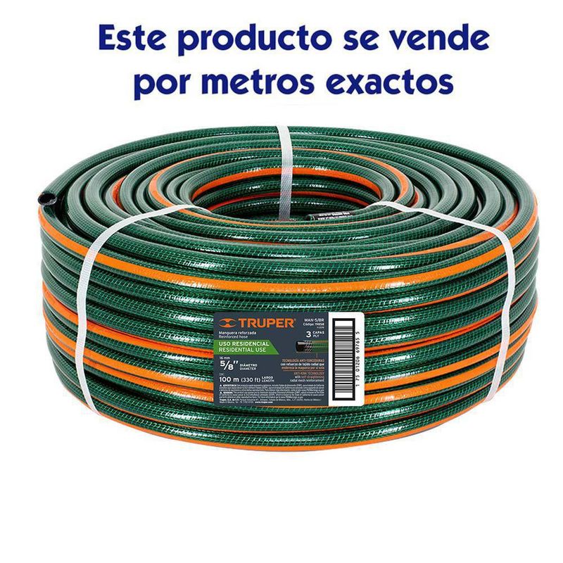 Manguera Por Metro De 5/8 Plg 3 Capas - Truper