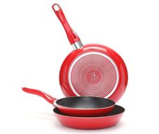 Set de 3 Sartenes Antiadherentes de Aluminio 20, 24 y 26 cm Color Rojo