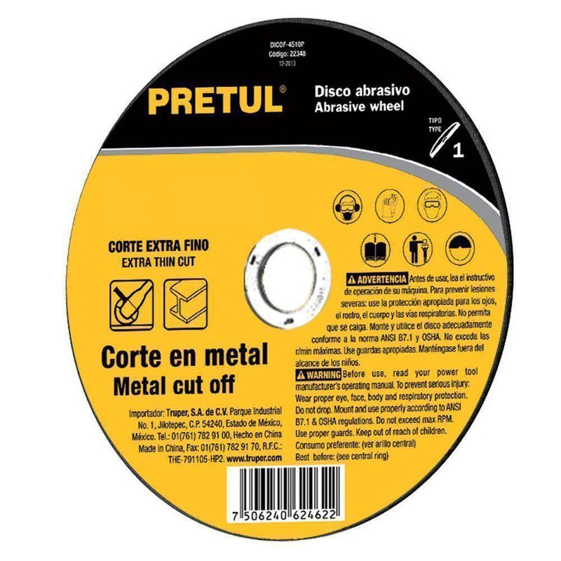 Disco Para Corte De Metal 4 1/2 - Pretul