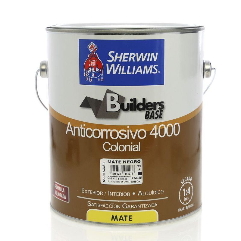 Esmalte anticorrosivo 1 galón Triple acción metal reforzado negro semi  brillante Sherwin Williams