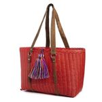 Bolsa Mediana De Plastico Azul Rojo - Calu Moda Artesanal