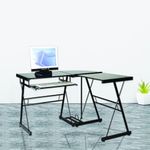 Escritorio En L Vidrio Negro 130X50X73 Cm - Zmobili