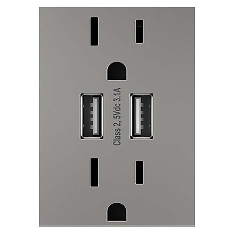 Tomacorriente Doble Con 2 Puertos Usb Gris 15A - Legrand
