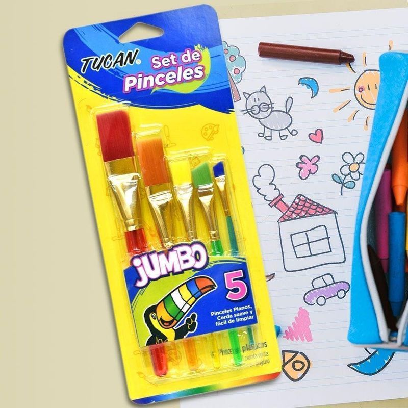 Pincel Mixto Transparente Jumbo 5 Uni - Tucan