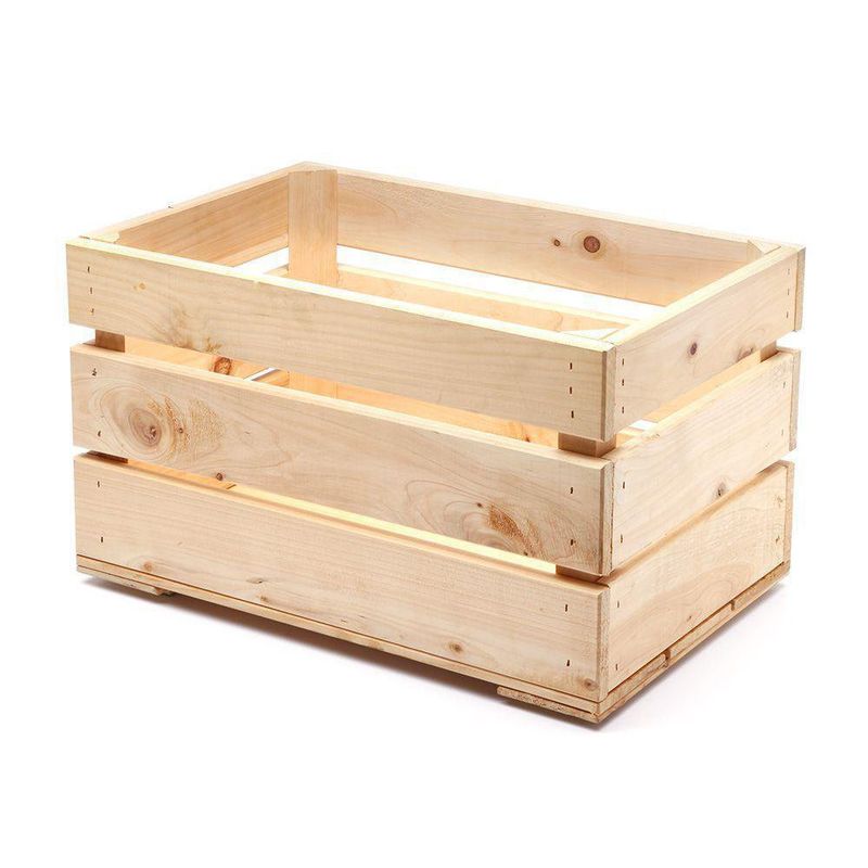 Caja Cesta de madera 3 listones 30x21x10 cm. c/asas Ref.AR16311 - Mabaonline