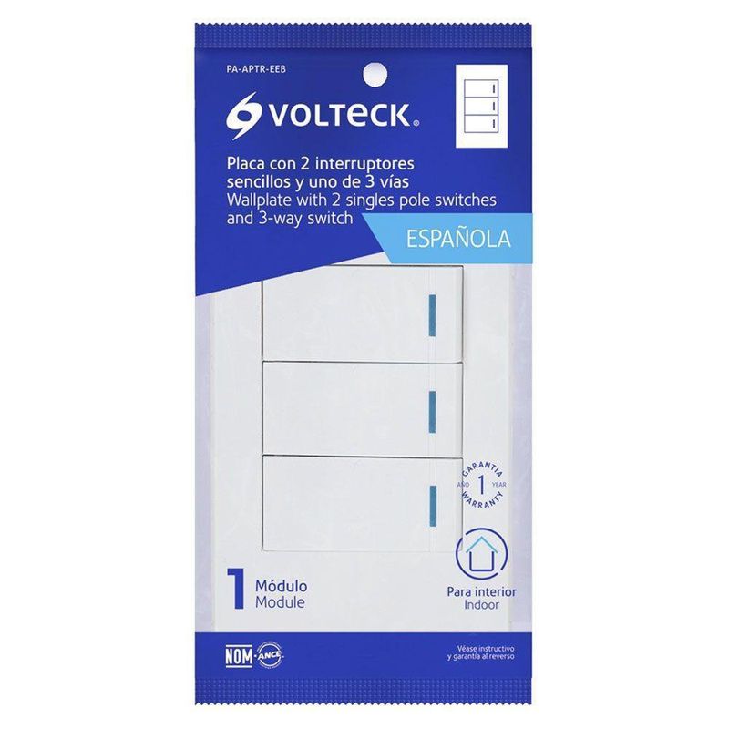 Interruptor Triple de 3 Vías Blanco Oslo - Volteck