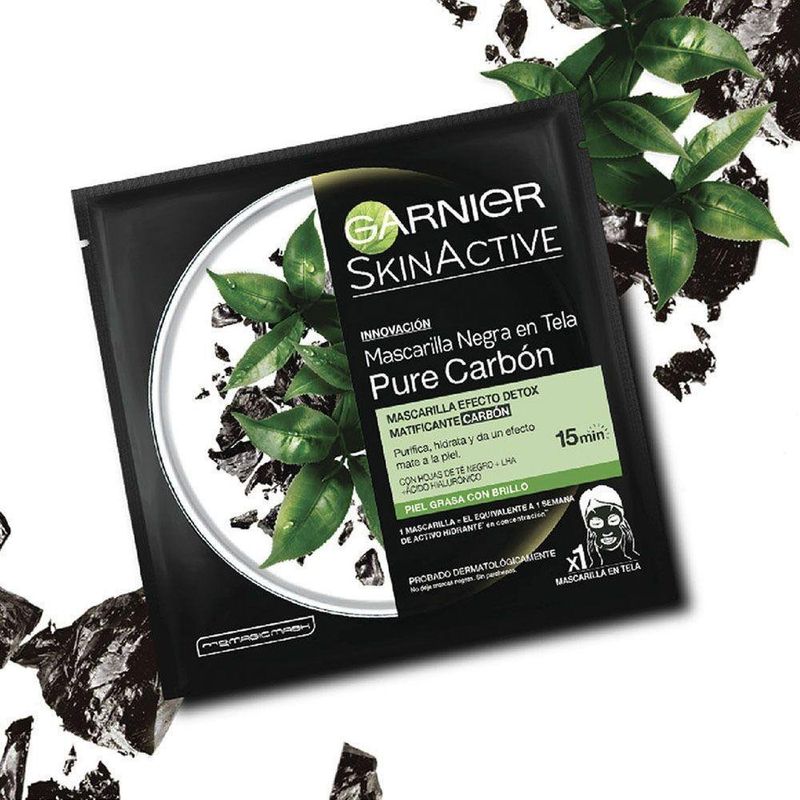 Mascarilla En Tela Para Rostro Detox Black - Garnier