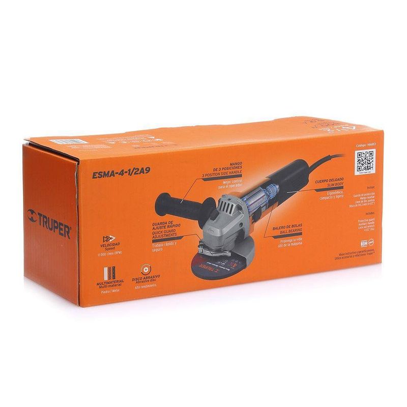 Esmeriladora Angular 4 1/2 Plg 800 W - Truper