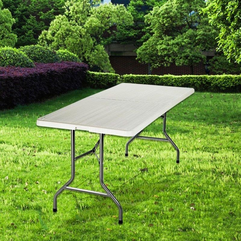 Mesa plegable de 180 cm auxiliar rectangular blanca – Mesa de camping para  8 personas, 180 x