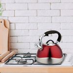 Tetera De Acero Inoxidable Roja Con Cromo 3.2 L - Nordika