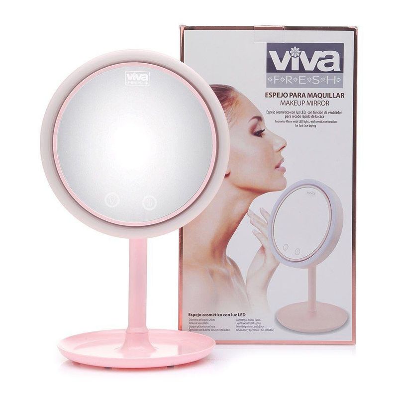 Espejo Giratorio Con Luz Led Y Ventilador - Viva