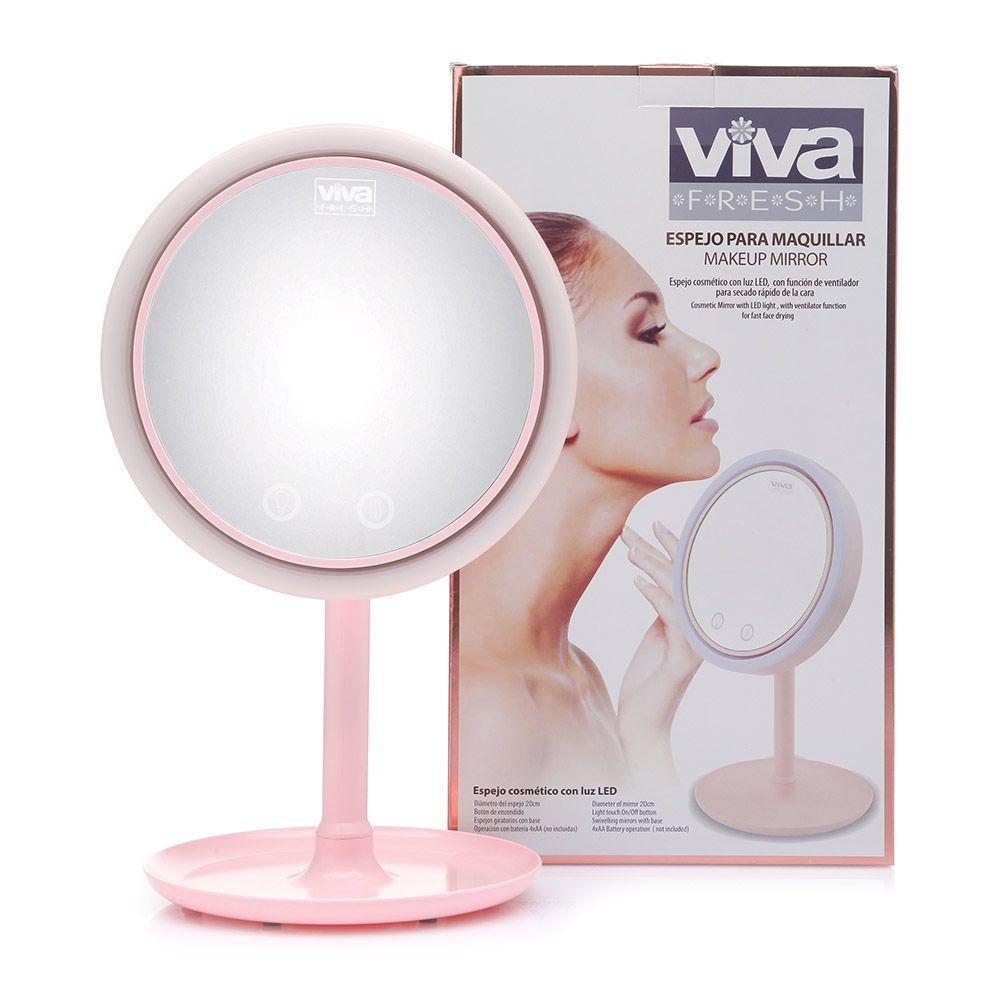 Caja organizadora de maquillaje con espejo con luz led blanco Joybos
