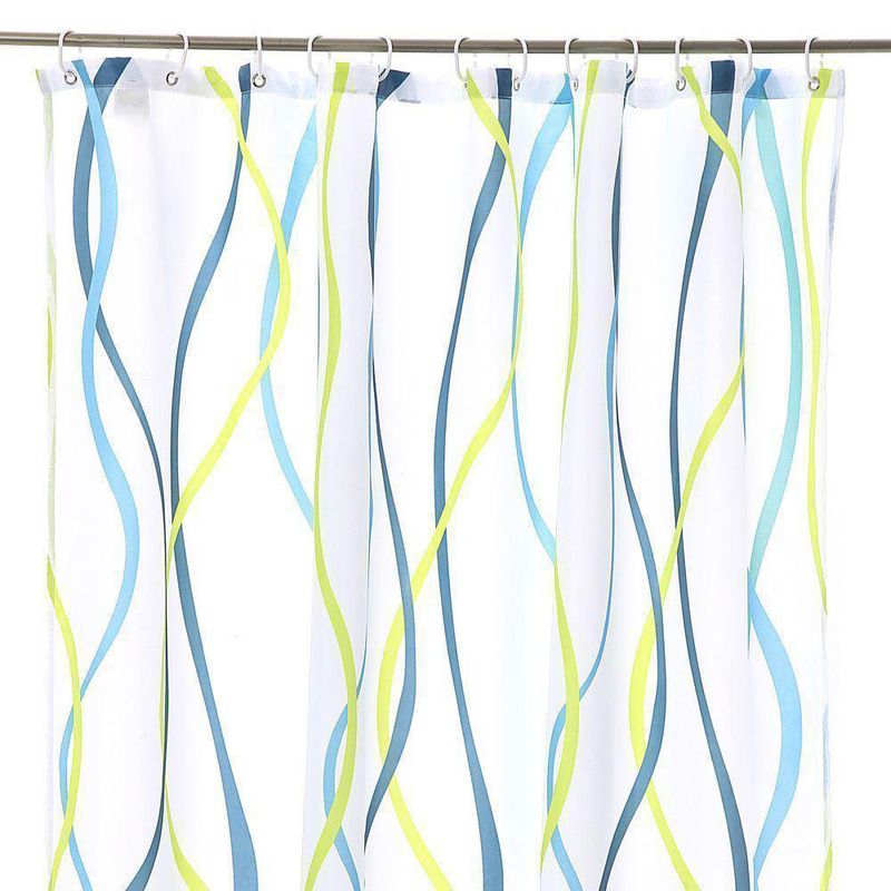 Cortina Baño Barata Anillas Impermeable Peva Peces de fácil postura Color  Azul Medidas 180x180cm