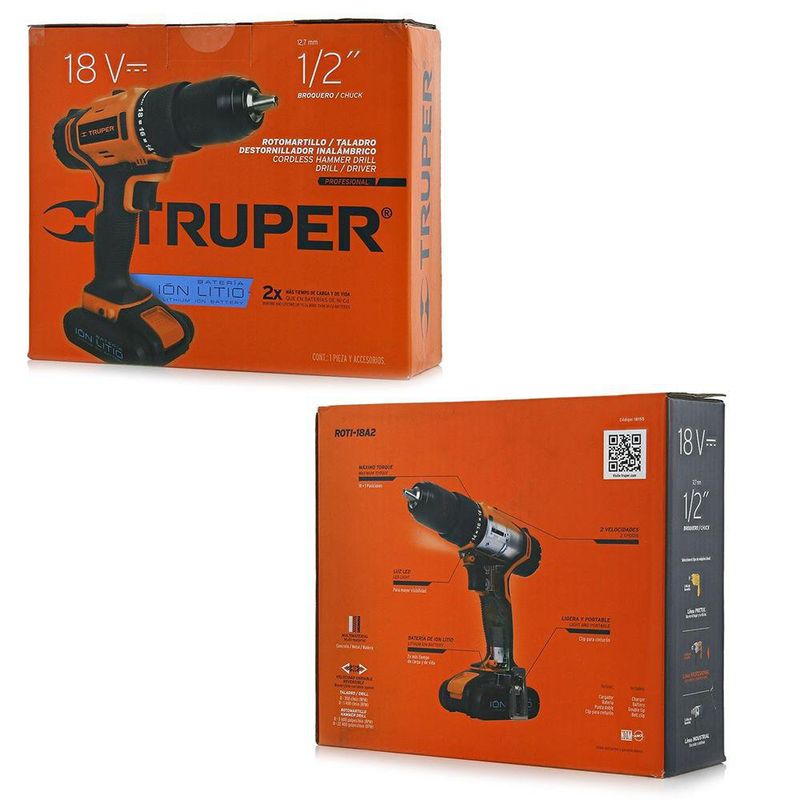 Rotomartillo Inalámbrico 1/2 Plg 18 V - Truper